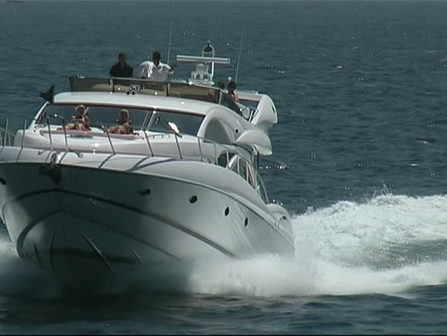 Motor yacht at the sailing grounds of the Mediterranean sea