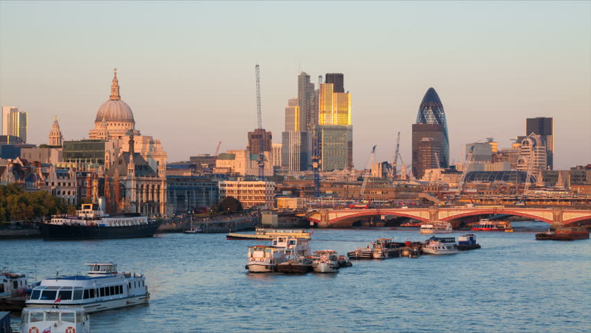 City of London skyline at sunset