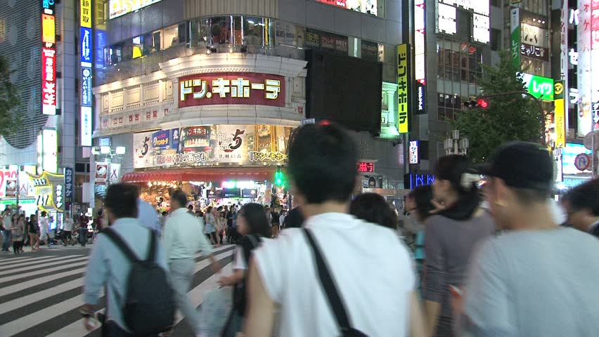 SHINJUKU, TOKYO, JAPAN - CIRCA 2012: Shinjuku crossroad