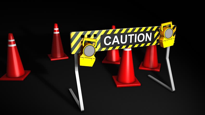 Construction caution sign.