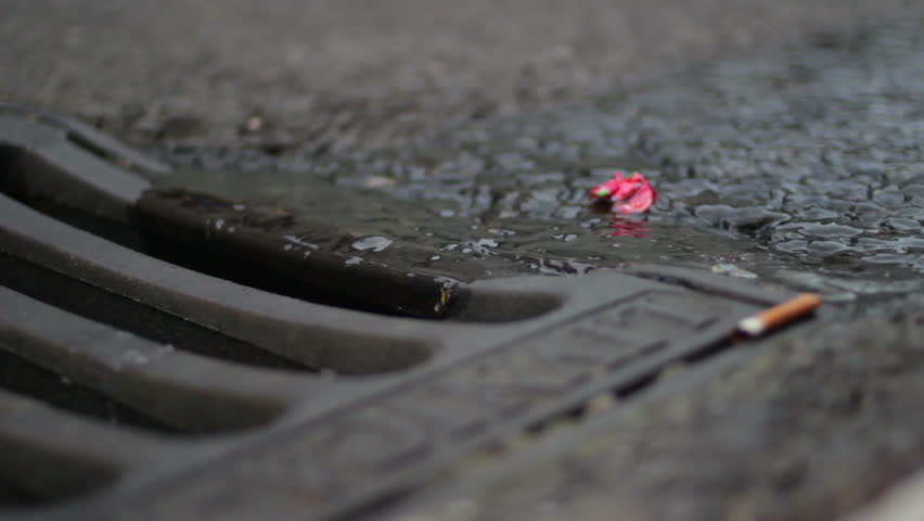 Street water falling into sewer