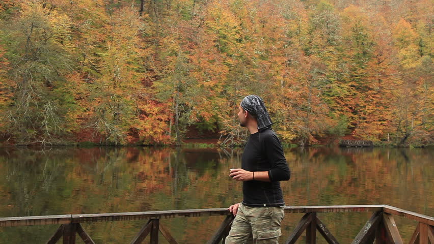 adventurer  take a break time and drinking water in the jungle