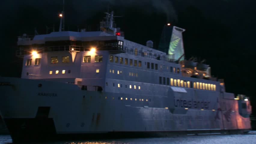 PICTON, NEW ZEALAND - CIRCA OCTOBER 2011: Passenger ferry departing  Picton in the evening, Picton is at the head of Queen Charlotte Sound near the north-east corner of the South Island.