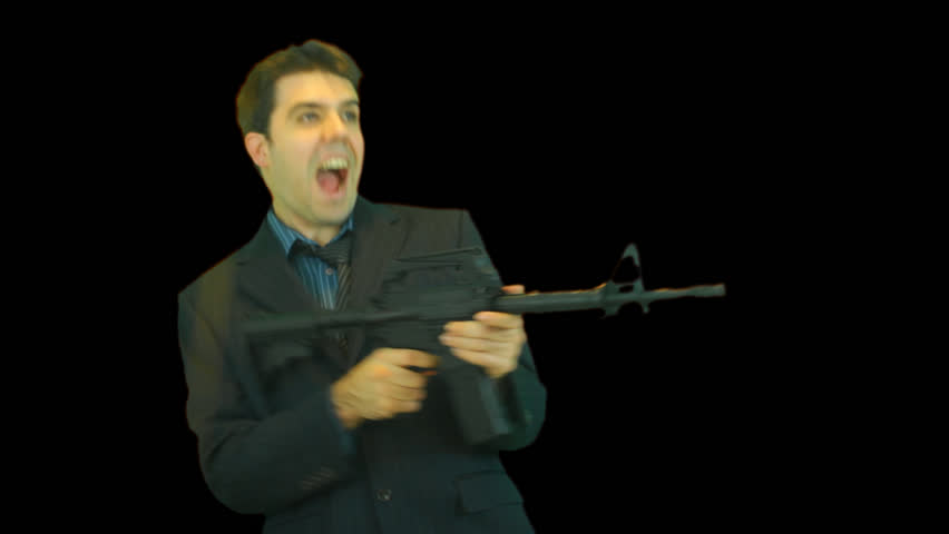 Mafia gunman with a rifle
transparent background.