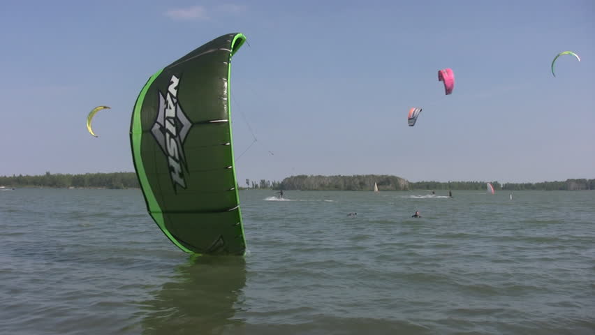 TORONTO - August 4: Kiteboarders on Lake Ontario, Toronto, August 4, 2008. Kiteboarding is one of the world's fastest growing watersports. 