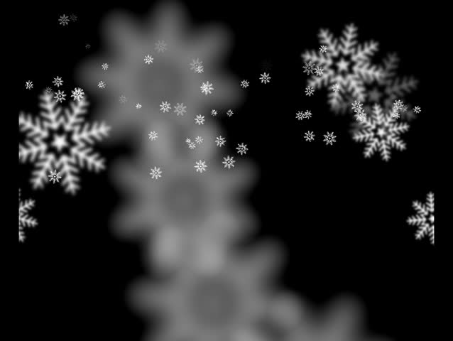 Falling snow in the night, star sky. Cyclic roller