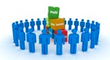 team work around business cubes, with alpha channel