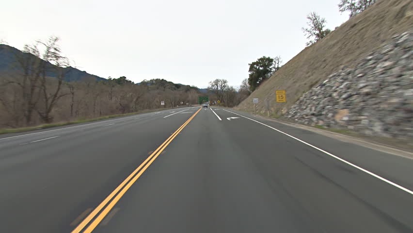 Northbound Highway 101 in California, crossing the Russian River near Hopland, on a tragically overcast day.