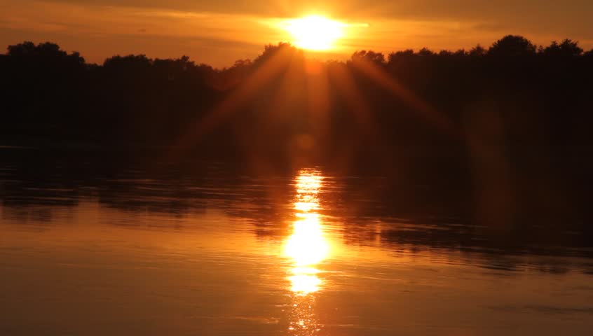 Sunset on the Elbe river in Saxony-Anhalt / Germany