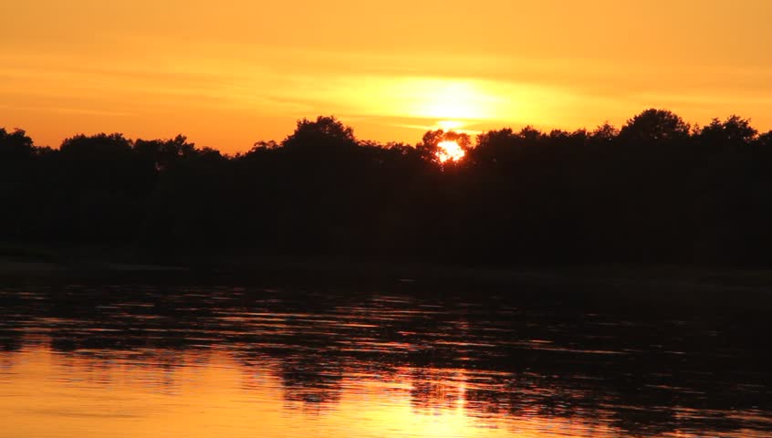Sunset on the Elbe river in Saxony-Anhalt / Germany