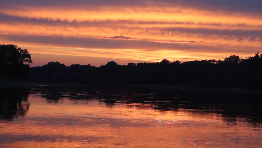 Sunset on the Elbe river in Saxony-Anhalt / Germany