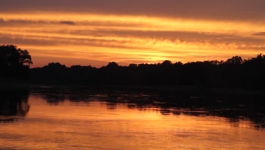 Sunset on the Elbe river in Saxony-Anhalt / Germany