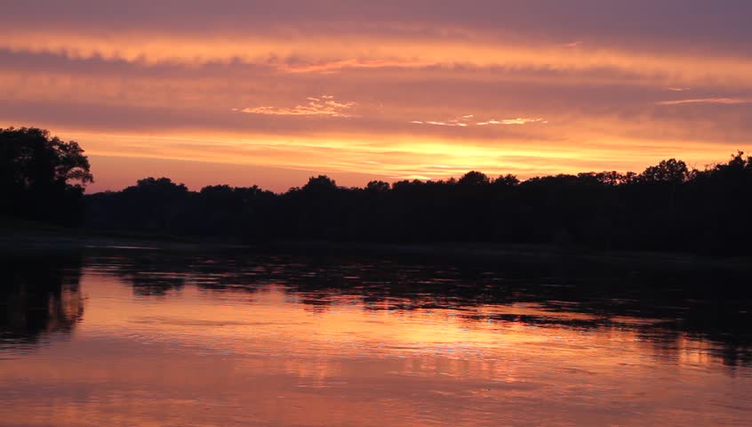 Sunset on the Elbe river in Saxony-Anhalt / Germany