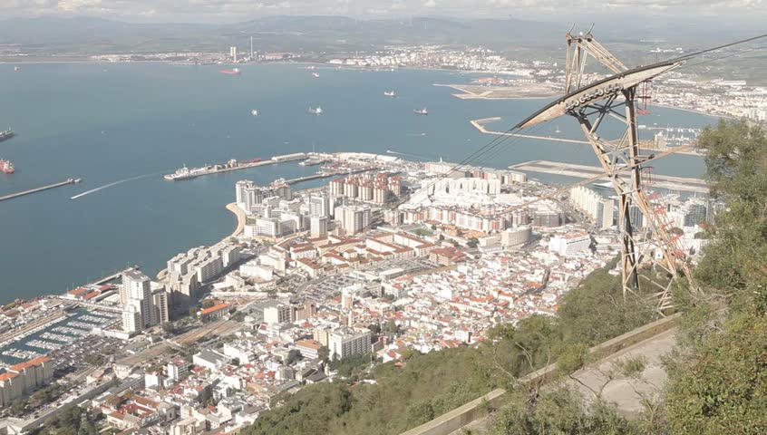 Cablecar ascending to the top of The Rock Of Gibraltar
