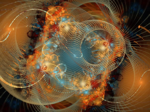 Multicolored abstract line and sphere spirals seamless loop fractal (PAL format)