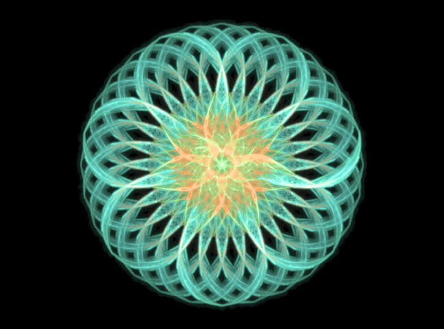 Green kaleidoscope mandala seamless loop sequence