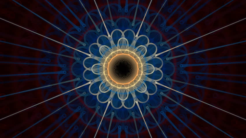 Circular kaleidoscope mandala seamless looping fractal