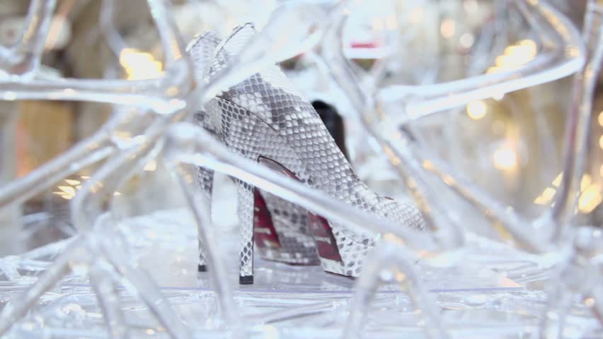 Womans shoeson display in GUM on Jan 20, 2011 in Moscow, Russia. GUM building hosting more than thousand stores.