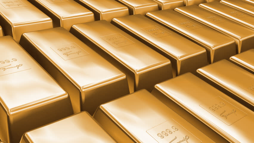 Gold bars moving. Looped.