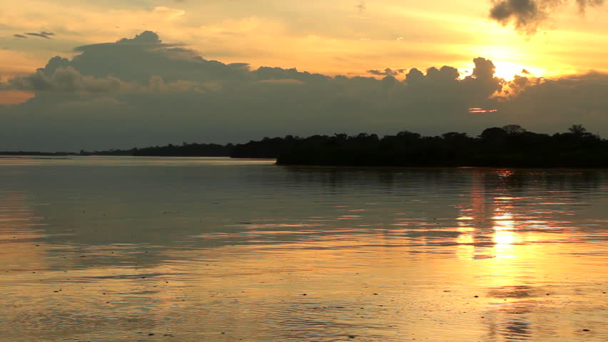Sunset over a major tributary of the Amazon - the Rio Napo in Ecuador