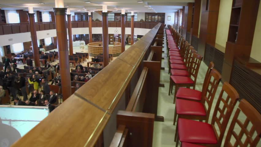 MOSCOW - JAN 27: People in synagogue Beis Menachem listen to Chief Rabbi of Russia Berel Lazar in International Holocaust Remembrance Day, panorama from second level on Jan 27, 2012, Moscow, Russia.