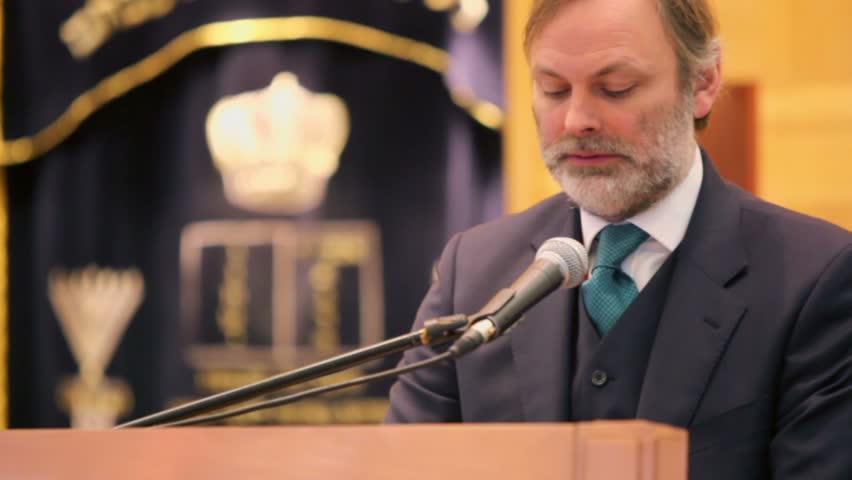 MOSCOW - JAN 27: Ambassador of Great Britain in Russia Tim Barrow speaks on tribune in moscow synagogue Beis Menachem at International Holocaust Remembrance Day, on Jan 27, 2012, Moscow, Russia.
