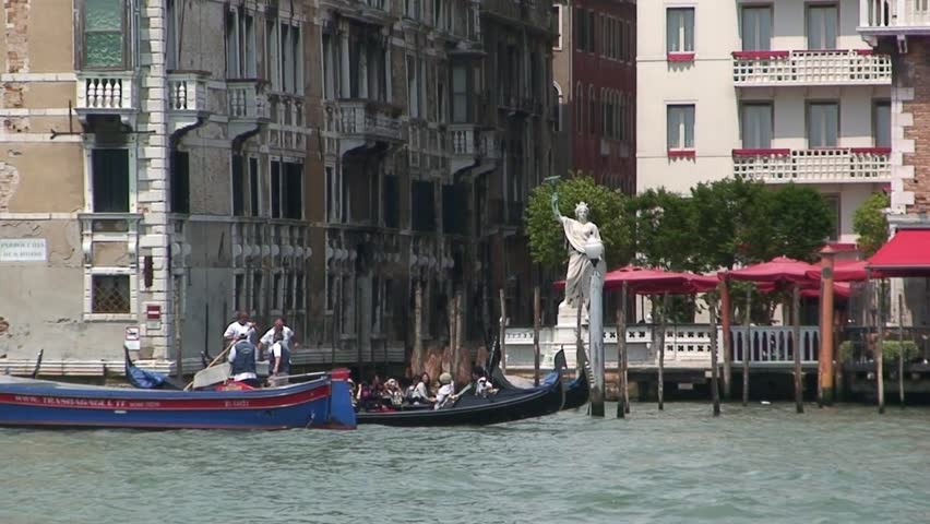 VENICE, ITALY - CIRCA 2011: Various boats on the Grand Canal in Venice.