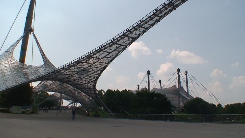MUNICH, GERMANY - CIRCA 2011: Munich Olympic Stadium complex from the outside.