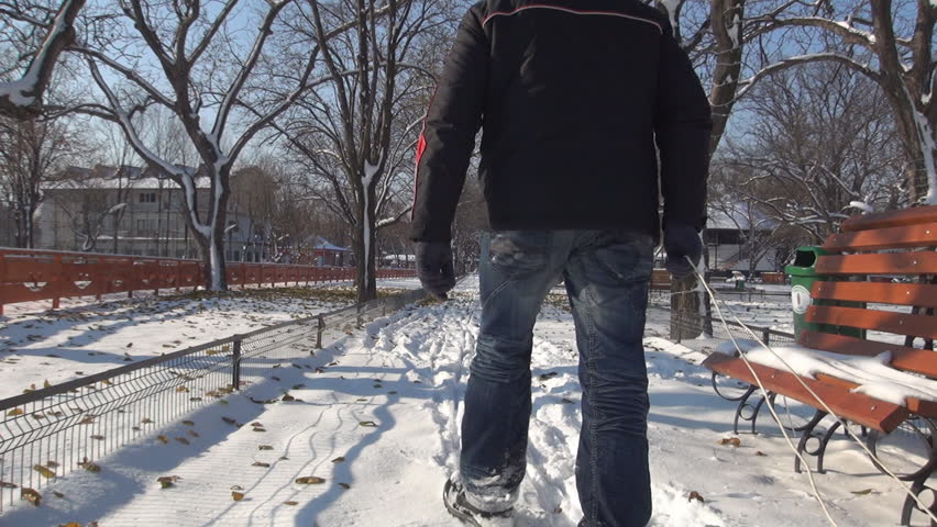 Man Pulls Empty Sledge, Man Pulling an Empty Sleigh, Winter Season