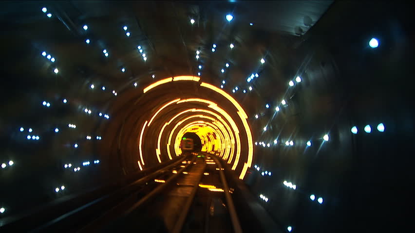 China, Shanghai, The Bund, Bund sightseeing tunnel, slow shutter speed