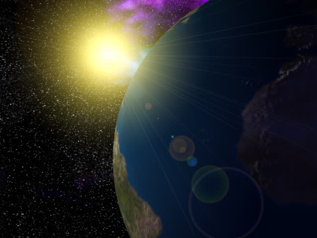 Computer-generated 3D animated loop depicting a satellite orbiting the Earth