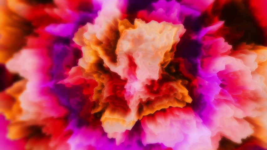 Carnation - Blossom-like Video Background Loop /// A complex evolving animated loop that is reminiscent of a blossom. Very colorful, multicolored, a bit eery, and strangely beautiful.
