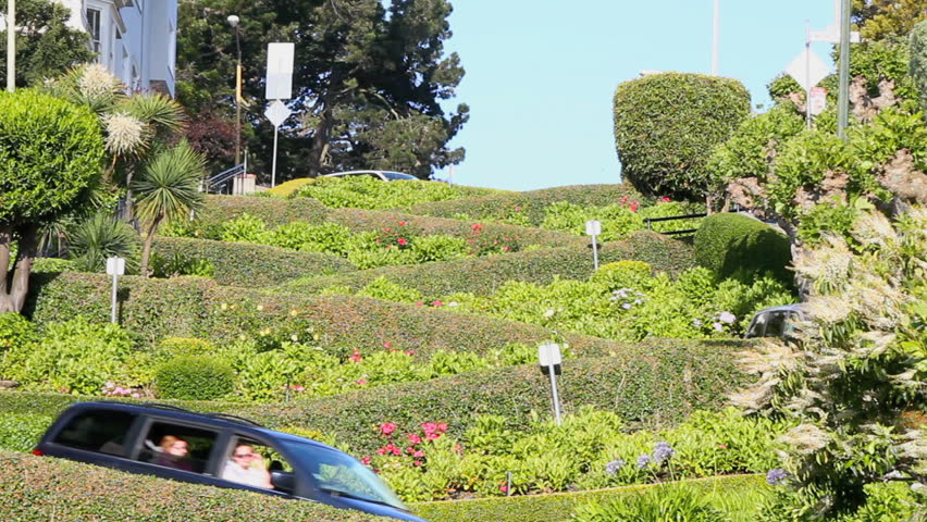 SAN FRANCISCO, CALIFORNIA - CIRCA Jul 2010: Drivers on curvy Lombard Street in San Francisco, California, USA