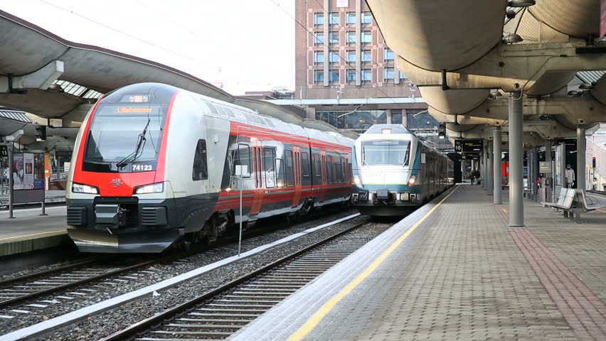 OSLO, NORWAY - JANUARY 9: Inter City train departure from the Central Station in Oslo, Norway on January 9, 2013.