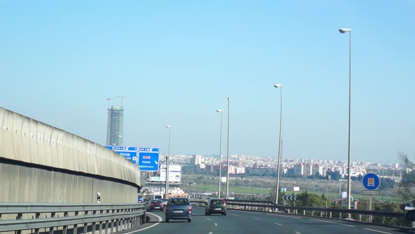 SEVILLE, SPAIN - JANUARY 6: Traffic on roads A-49 in Seville, at day the Three Kings, Jan 6, 2013, Seville, Andalusia, Spain 
