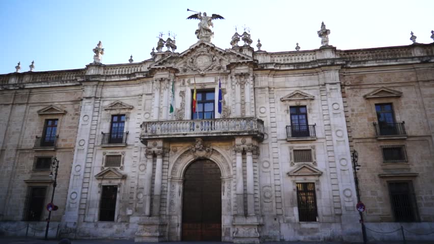 University of Seville. Facade of the building of the rectorate of the University of Sevilla, Andalusia. Is known as the Old The Royal Tobacco Factory.