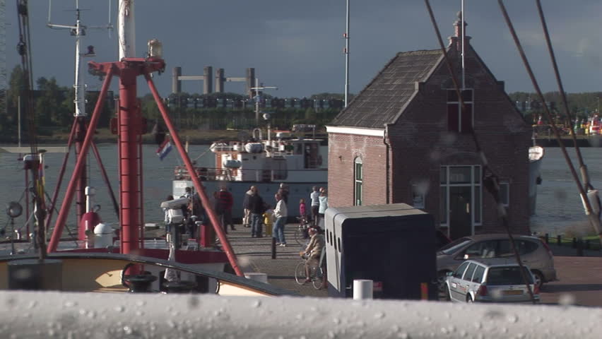 Dock with historic customs house on Rotterdam waterway, The Netherlands