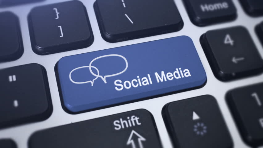 Social Media Key. Social Media button on a keyboard with speech bubbles.