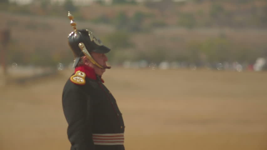 CRIMEA, UKRAINE â SEPTEMBER 29, 2012: General in chief during reenactment of Battle of Alma (Crimean War 1853 - 1856) on a historical festival in Crimea. Slow motion.