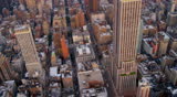 New York - Circa Aug 2012: Aerial view Empire State Building Midtown Manhattan skyscrapers, East river, Queens, New York, USA