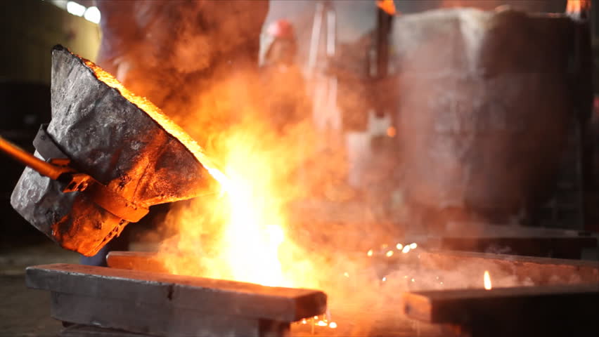 Liquid metal in the factory, foundry, smelting iron and processing