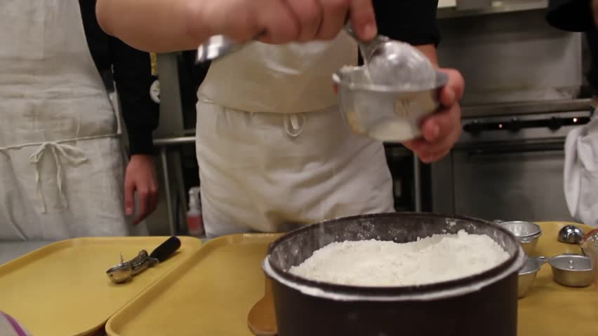 Scooping flour