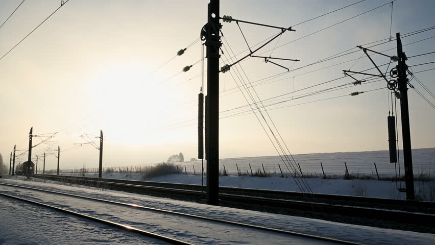 Train Oslo Airport high speed passing silhouette