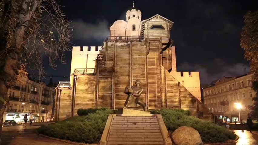The Golden Gate (and Yaroslav The Wise monument) in Kiev is a major landmark of the ancient Kiev and historic gateway in the very old city fortress, located in the capital of Ukraine