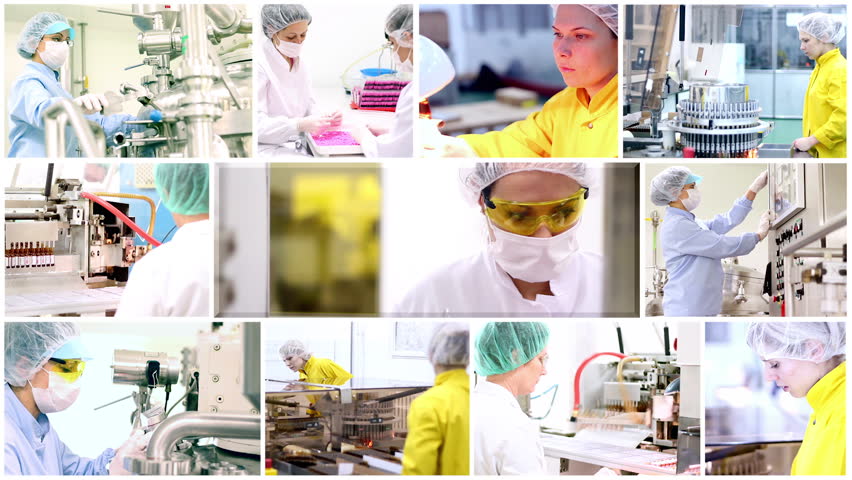 Pharmaceutical Workers.
Montage collection of clips showing pharmaceutical workers at work. HD1080p.