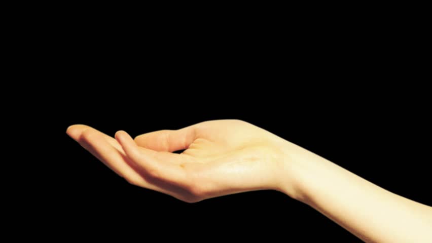 Woman's hand on following white and black backgrounds with alpha matte for quick compositing.