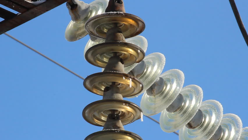 part of high-voltage substation with switches and disconnectors 