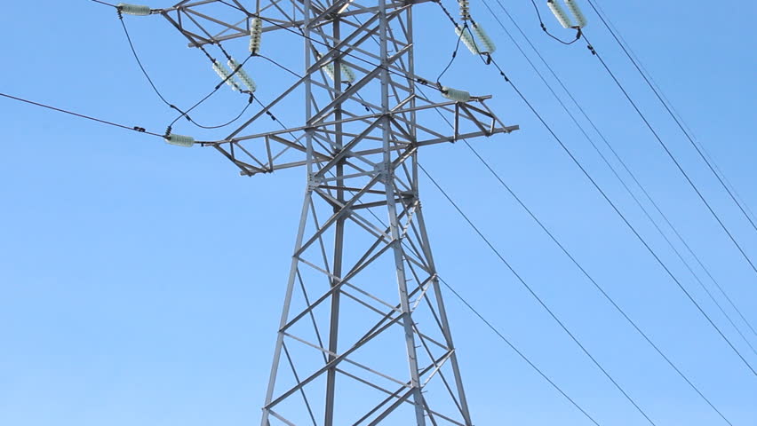 part of high-voltage substation with switches and disconnectors 