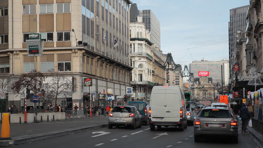 BRUSSELS, BELGIUM - DECEMBER 20: Traffic Jam in City Center Brussels, Belgium on December 20, 2011.
