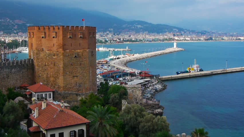 Kizil Kule - Red Tower, the symbol of Alanya, Turkey